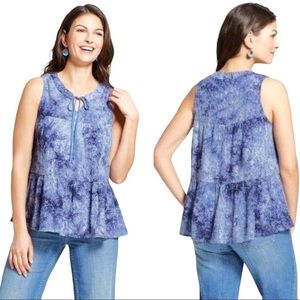 Knox Rose Tie Dye Eyelet Ruffle Hem Tank Top